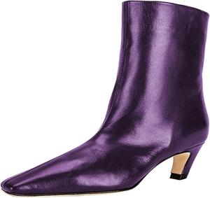 Женские ботильоны FSJ с квадратным носком, удобные, невысокий каблук типа «кикушка», на липучке, зимние, из искусственной замши, повседневные и нарядные, размеры 4-16 US, Purple Leather