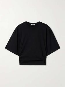 Футболка Shari из хлопкового джерси с рюшами Agolde, черный