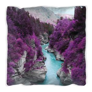 Подушка Wallario Premium, мягкая поверхность, с мотивом «река в фиолетовом ущелье», размер: 40 x 40 см, с белой спинкой