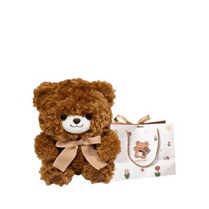 Мягкая и милая плюшевая кукла медвежонок высотой 30 см OU DI PIG, Brown+Bear Shopping Bag