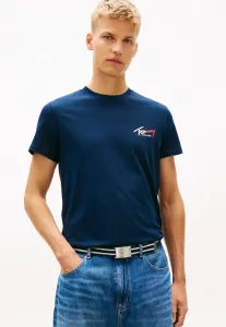 Футболка с фирменным логотипом, облегающая, базовая футболка. Tommy Jeans, Dark Night Navy