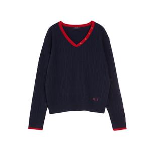 ELLE Свитер Women's Navy Blue V-образный вырез Moderate Others