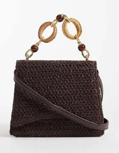 Соломенная сумка через плечо ASOS DESIGN с полимерной верхней ручкой и съемным ремешком через плечо шоколадного цвета