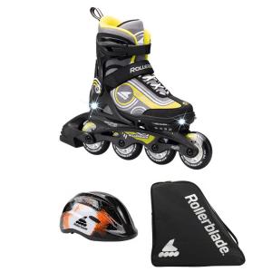 RollerBlade Детские роликовые коньки для начинающих, полный набор, черно-желтые, размер L (36.5-40.5)