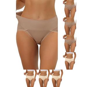 8 пар женского белья hi-cut с ребрами и высокой талией для контроля живота, доступно в plus size Inspire Chic, Camel Beige