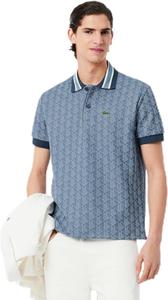 Мужская поло-рубашка LACOSTE с монограммой и жаккардовым узором, серовато-синий