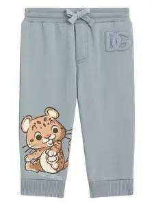Спортивные брюки с леопардовым принтом Dolce & Gabbana Kids, синий