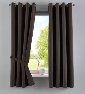 Плотные шторы "Нью-Йорк", коричневые, 160 x 140 см (В x Ш), 2 шт., тепловые, плотные шторы, люверсы, звукопоглощение, защита от УФ-излучения, подхваты, 201920600-2 Astek