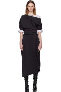 Серое миди-платье с закрученным подолом Lemaire, антрацит