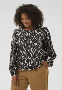 Блузка милина Kaffe Curve, Black Brown Graphic Animal