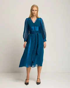 Платье миди из легкой синей ткани Niza, синий