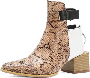 Женские модные ботильоны LYYSKY с массивным каблуком, задней молнией, металлическим оттенком, удобные, лаконичного дизайна, разных цветов, с квадратным носком и высокими каблуками, Brown