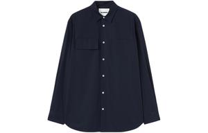 Рубашка с острым воротником из органического хлопка JIL SANDER, синий