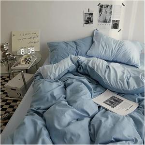 Generic Комплект постельного белья из 100% хлопка, двухцветный контрастный Blue