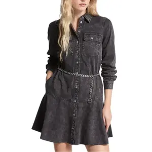 Женское платье с длинными рукавами FW25 MICHAEL KORS, черный