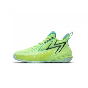 Амортизирующие износостойкие низкие детские баскетбольные кроссовки Green 361°KIDS, Fluorescent зеленый/Clear aquaзеленый