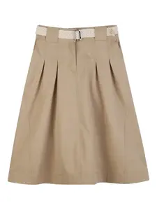 Плиссированная юбка с поясом Lanvin Enfant, бежевый