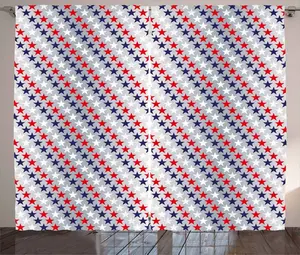 Штора ABAKUHAUS, США, в деревенском стиле, патриотический западный салют, присборенная штора из тесьмы для спальни с петлями и крючками, 280 x 245 см, цвет серый, индигово-красный Abakuhaus
