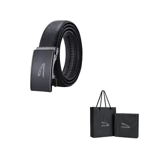 JAGUAR Мужской кожаный ремень с автоматической пряжкой, Black