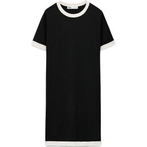 Футболка с короткими рукавами женская морская синяя/телесная ZARA