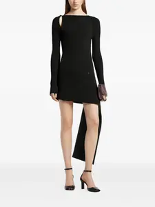 Платье асимметричного кроя на пуговицах Courrèges, черный