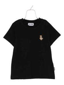 Футболка Moschino Kids с вышитым плюшевым мишкой, черный
