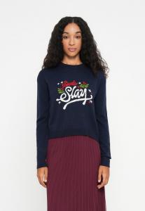 Джемпер Noisy May NMCLAUS O NECK CROP, Navy/Racing Red/Blue
