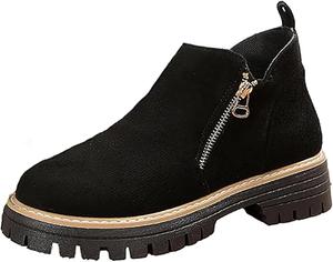 ZPLMIDE Женские ботильоны с леопардовым принтом, массивная платформа, невысокий каблук, ботинки на молнии сбоку, классические осенние ботинки с нескользящей подошвой