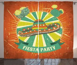 Штора ABAKUHAUS Fiesta Rustic, сомбреро в стиле Латинской Америки, универсальная ленточная штора для гостиной с петлями и крючками, 280 x 245 см, цвет "желто-зеленая морская пена" Abakuhaus