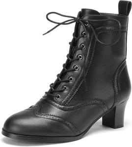 Женские винтажные ботинки эпохи Викторианства ErikenUrben, шнуровка, стиль 70-х, ведьминские ботильоны с молнией, Huabian-Black