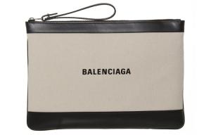 Сумка-клатч из кожи и холста унисекс бежево-черная Balenciaga