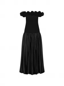 Макси-платье из крепа с цветочным принтом Rotate Birger Christensen, черный