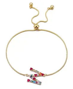 Браслет-Боло с разноцветными золотыми камнями Adornia, multi-w