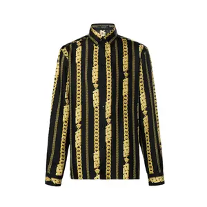 Рубашка с длинными рукавами Column Strip VERSACE, черный