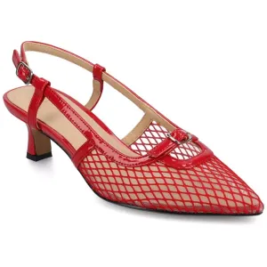 Падыма женские туфли-лодочки с острым носком на низком каблуке и ремешком на пятке Journee, цвет mesh red