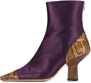 Женские модные ботильоны XYD с закрытым носком, квадратным носком, средним каблуком, короткие ботинки с рептилией и декоративной задней молнией, Purple