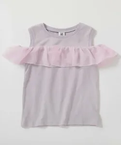 Футболка из шифона с открытыми плечами. Топы-футболки Devirock, цвет Lilac