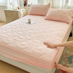 Yalu Простыня на резинке 180х200 см, стеганая, утолщенная, цвет Cream Pink