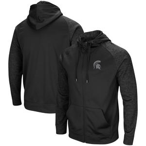 Мужская черная худи с молнией во всю длину реглан Michigan State Spartans Blackout 3.0 в тон Colosseum