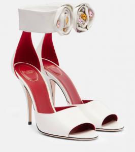 Сандалии из кожи с декором Drip Rose Valentino Garavani, Bianco/Multicolor