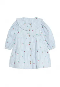 Платье-Рубашка в полоску с вышивкой в виде вишен. Marks & Spencer, Blue Mix