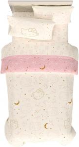 Комплект постельного белья Hello Kitty, Twin, Lux, бархат, 5 предметов, супермягкий, уютный, двусторонний, с наволочкой и сумкой Franco, цвет Hello Kitty - Constellation