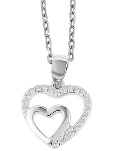 Adeliás Женский кулон - Сердце. Кулон в форме сердца из серебра 925 пробы с кубическим цирконием в серебряной оправе
