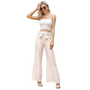 Женские брюки с поясом, широкие, на высокой талии, со сборкой на резинке, свободные и струящиеся Seoria, Apricot
