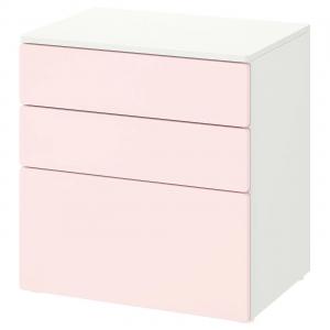 Комод с 3 ящиками SMÅSTAD/PLATSA IKEA, 60x42x63 см, белый/розовый