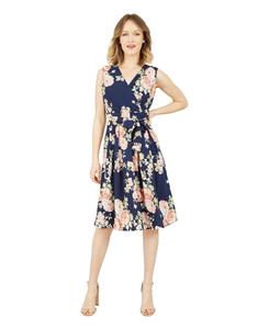 Женское платье без рукавов с цветочным принтом и розами Yumi, Navy