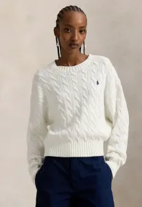 Хлопковый свитер крупной вязки с круглым вырезом Polo Ralph Lauren, White