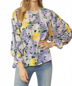 Блузка с цветочной кружевной отделкой в мультиколоре Entro