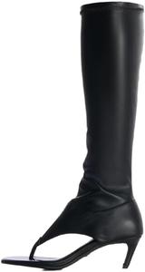 Женские сандалии Sexytag с открытым носком, на высоком каблуке с ремешком до колена, Black