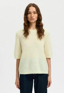 Футболка Selected Femme SLFLELOU 2/4 O-NECK, Snow White/White